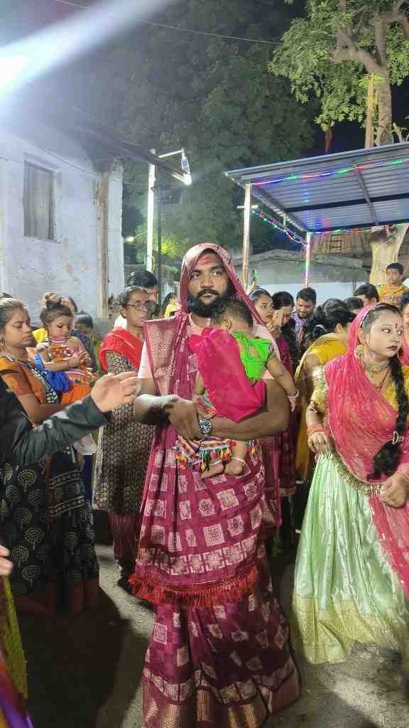 Who is this Sadu Mata, where men wearing vermilion and wearing sarees play Garba?