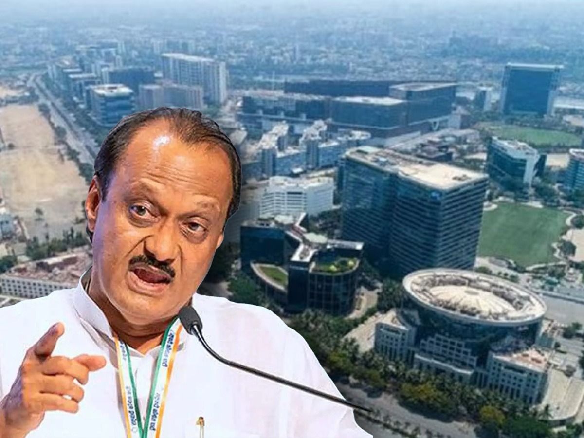 The image is a digitally edited composition featuring a politician speaking at a podium in the foreground, with a cityscape in the background. The politician appears to be addressing an audience, with a serious expression and hand gestures emphasizing his speech. The cityscape showcases a modern urban area with high-rise buildings, office complexes, and well-planned infrastructure. The image likely represents a discussion on urban development, economic policies, or governance. Let me know if you need a detailed analysis or description!
